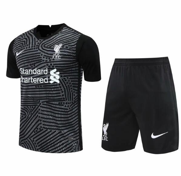 Liverpool Goalkeeper Black Soccer Kits (Shirt+Shorts) 2020/21